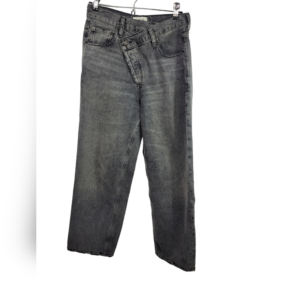 Agolde faded black women's jeans criss cross 24